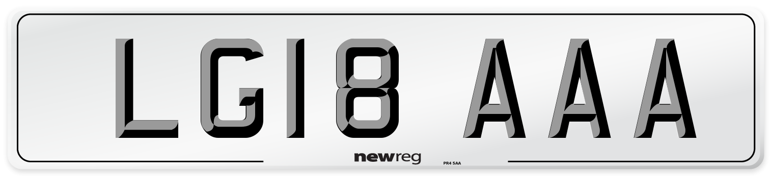 LG18 AAA Number Plate from New Reg